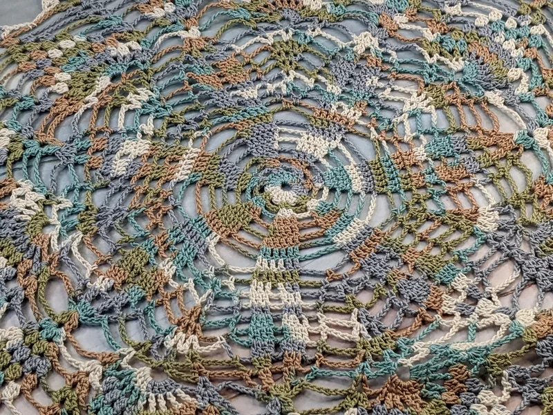 Green Blue Brown Crochet Doily