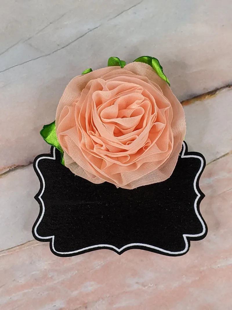 Peach Carnation Flower Tag Clip for Gift Bag