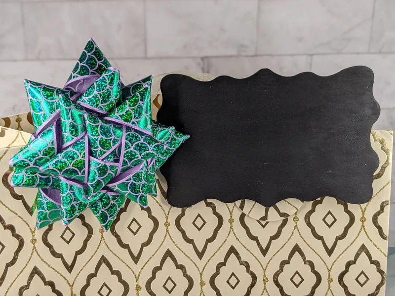 Big Metallic Green Mermaid Bow Clip With Chalkboard Tag