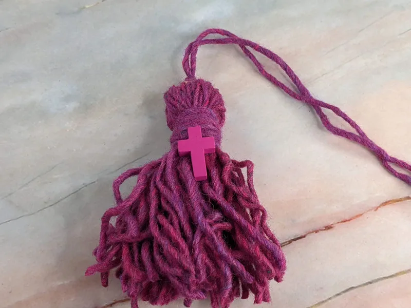 Magenta Cross Tassel Bookmark