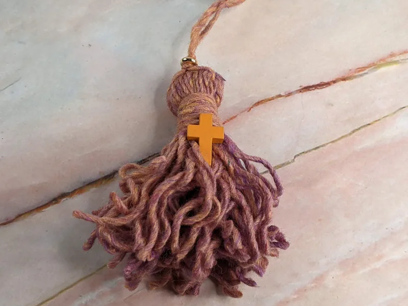 Mauve Cross Tassel Bookmark