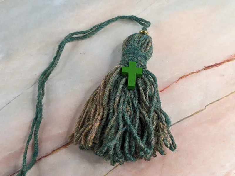 Teal Cross Tassel Bookmark