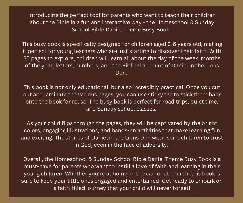 Free Busy Book about Daniel