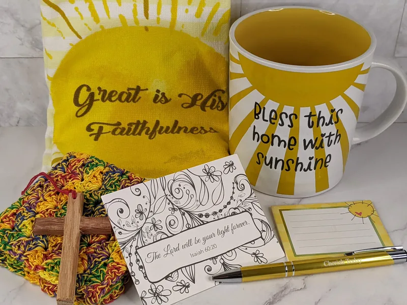 A sunshine themed gift set with a religious theme.