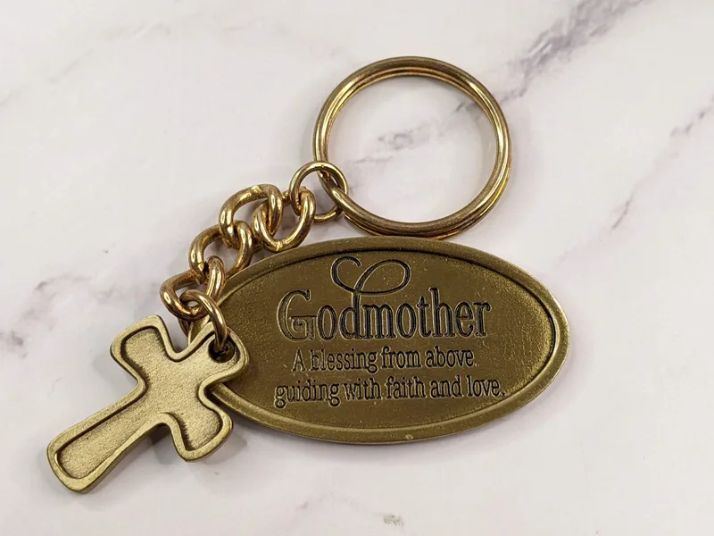 Godmother Keyring with Cross Charm