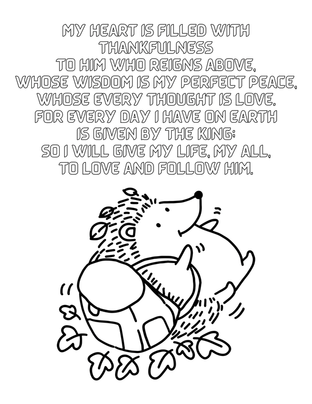 Thankfulness Poem Coloring Sheet