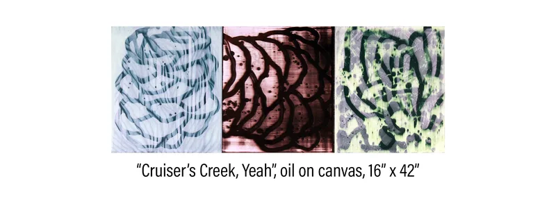 Three panel painting titled 