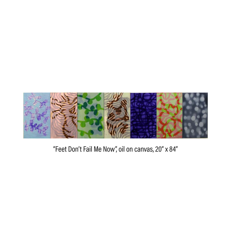 Seven panel painting titled 