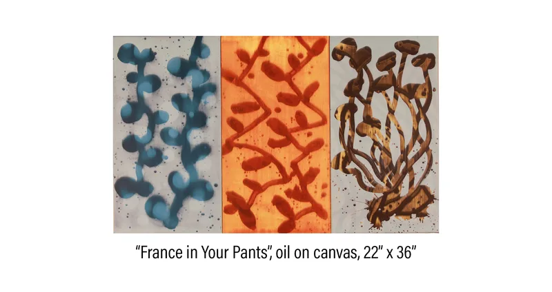 Three panel painting titled 