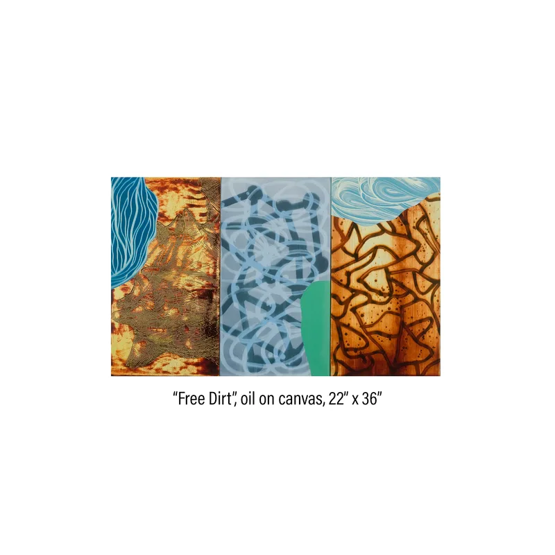 Three panel painting titled 