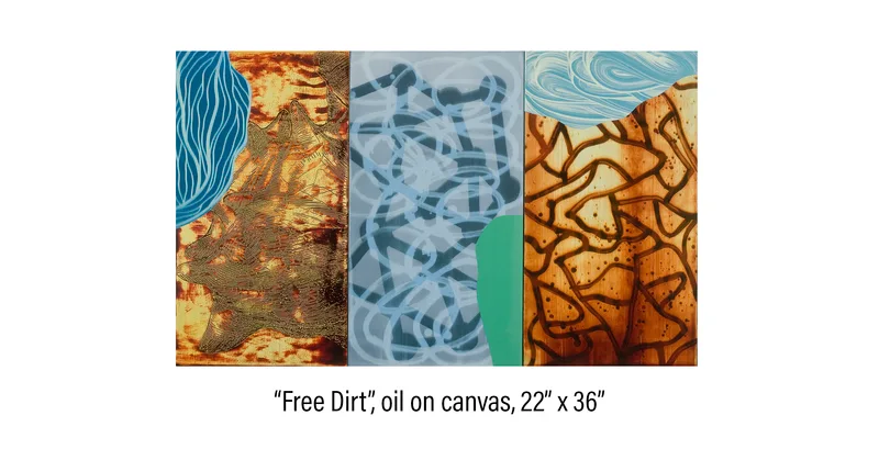Three panel painting titled 