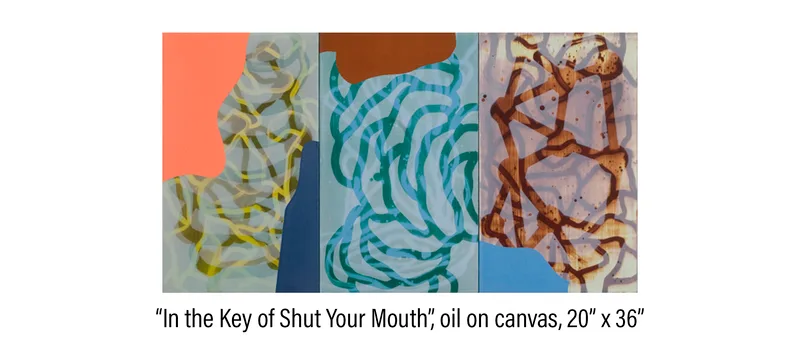 Three panel painting titled 