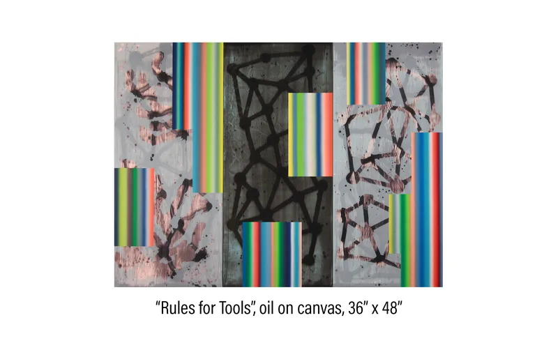 Three panel painting titled 