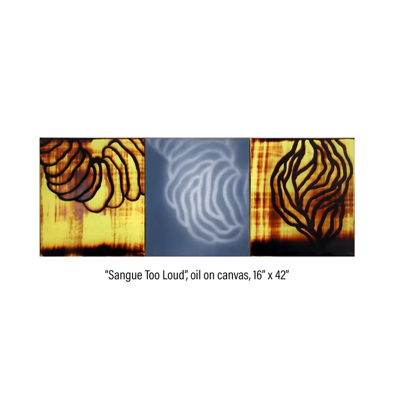 Three panel painting titled 