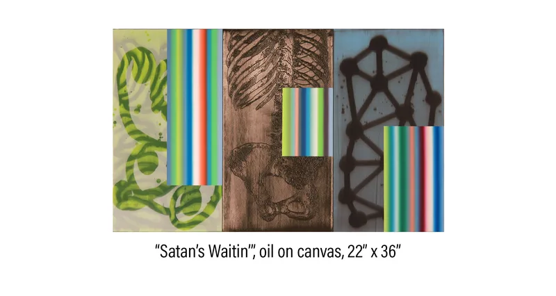 Three panel painting titled 