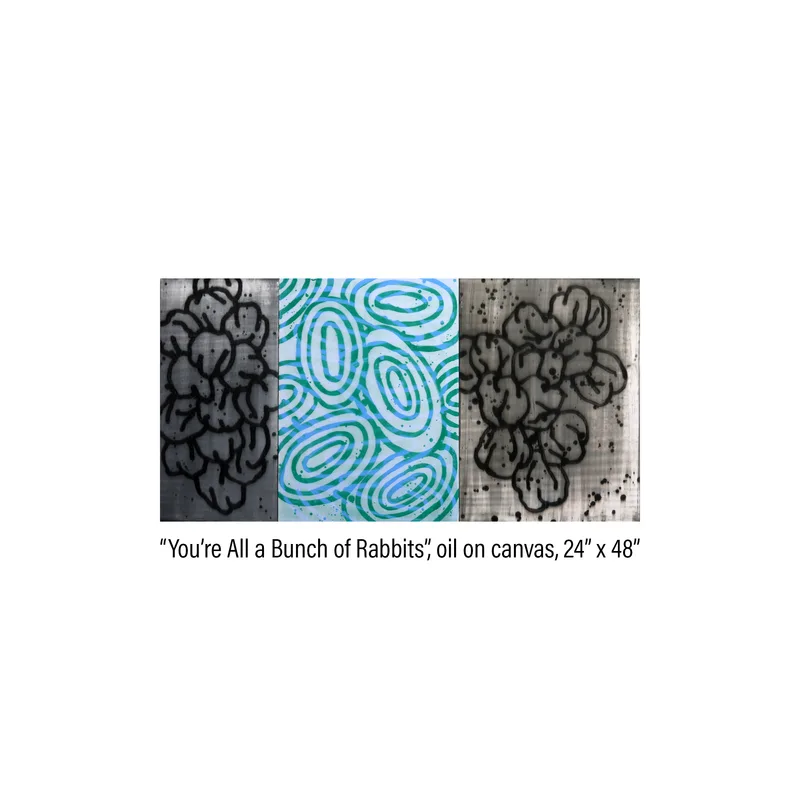 Three panel painting titled 