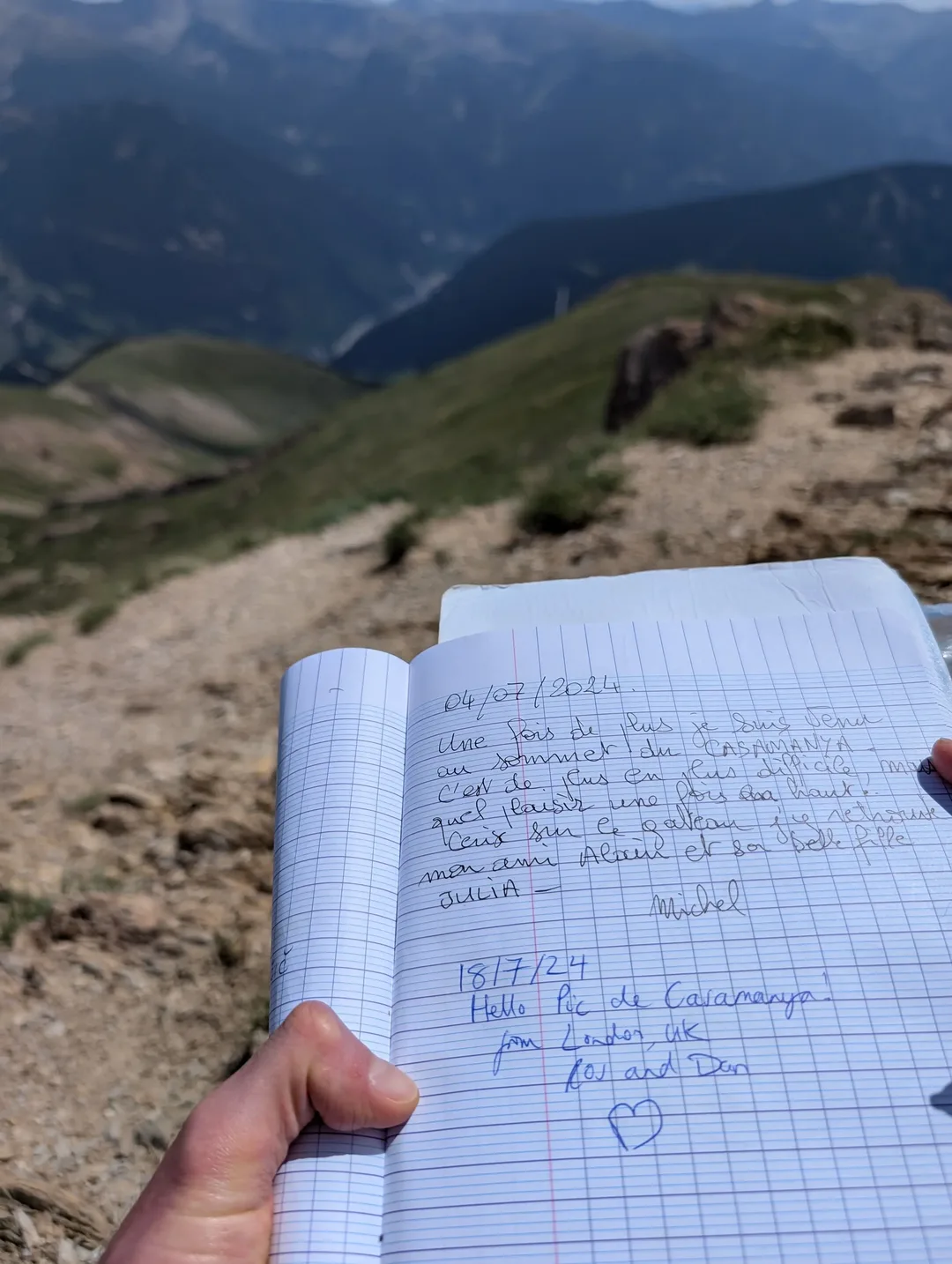 Signature in the summit book