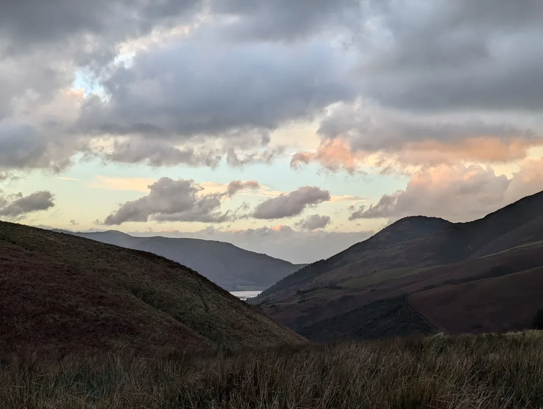 A break in the clouds out over Bassenthwaite