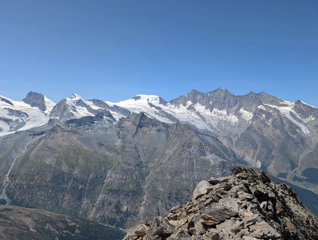 Saas skyline from summit of Almagellerhorn