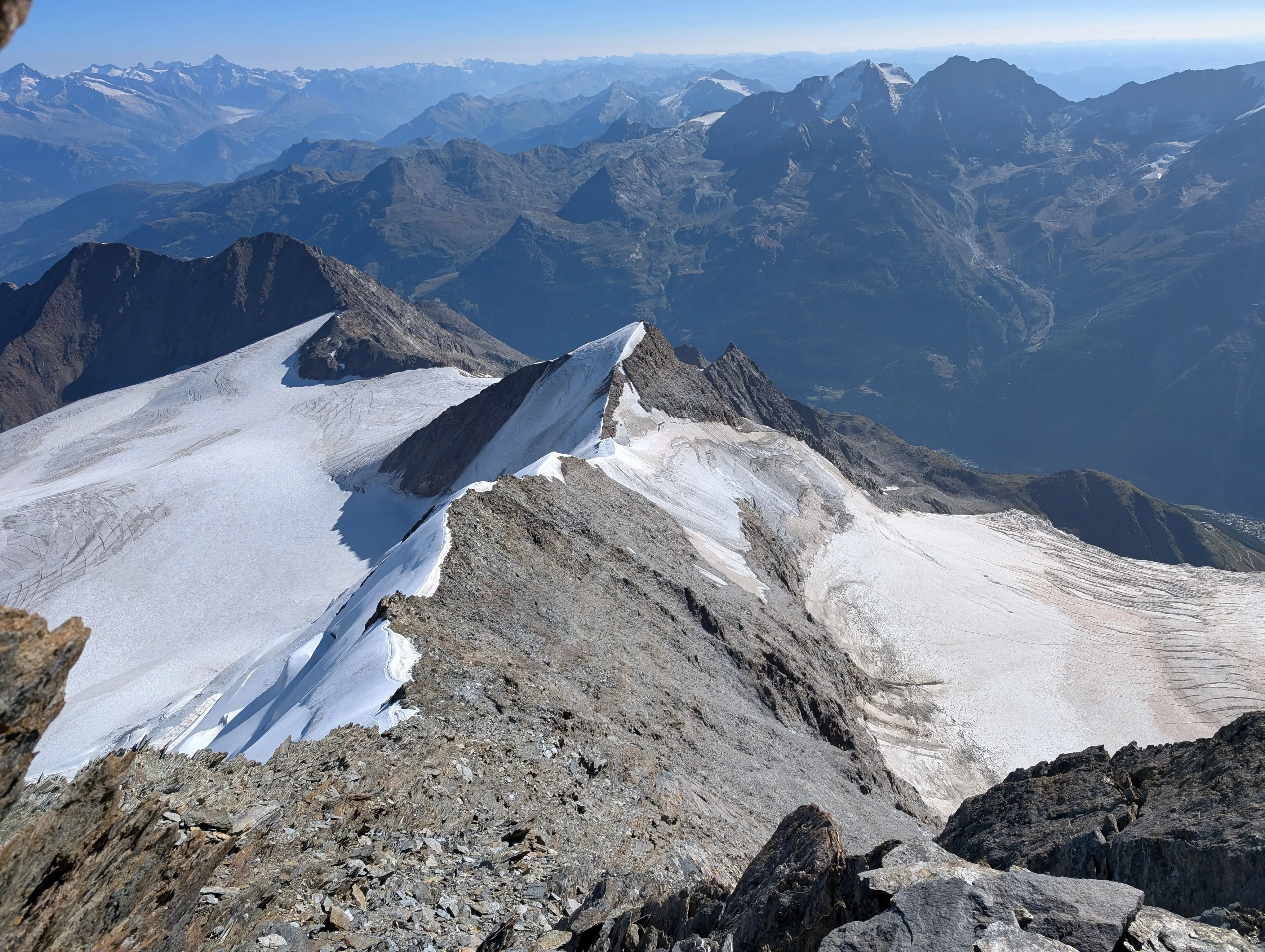 Looking back down the rocky ridge