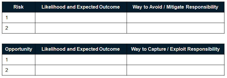 Analysis of Risks and Opportunities Table