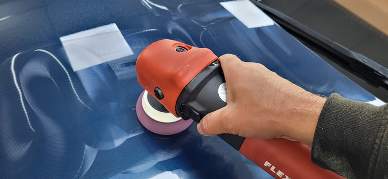 Paint Correction being carried out on Bentley bonnet at DMD Car Detailing