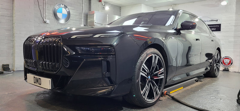 BMW i7 after being ceramic coated at DMD Car Detailing near Hillington