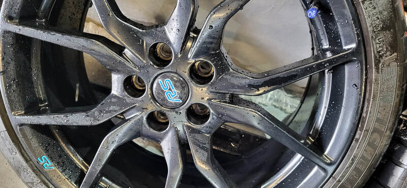 Alloy wheel prepped ahead of ceramic coating application in Paisley