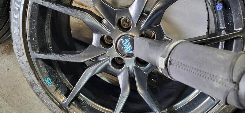 Alloy wheel prepped ahead of ceramic coating application at DMD Car Detailing