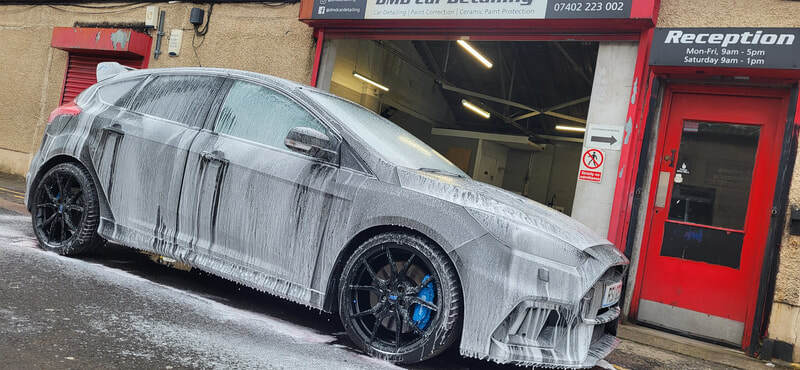 Snow foam safe wash process on the Ford Focus RS at DMD Car Detailing in Paisley