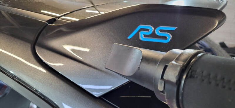Ford Focus RS being air dried at DMD Car Detailing in Paisley
