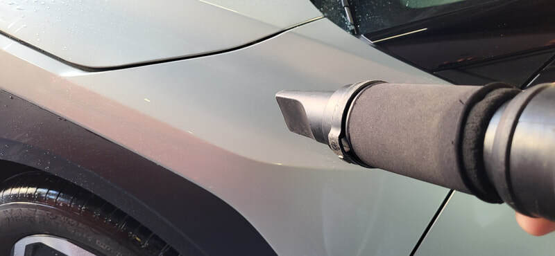 KIA EV3  being air dried prior to machine polishing