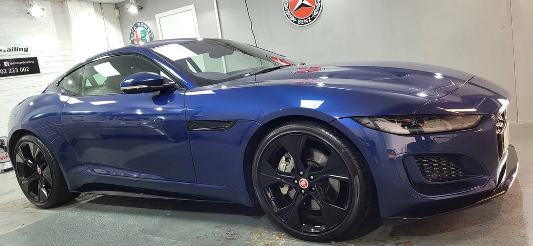 Jaguar F-Type after undergoing Minor Paint Correction at DMD Car Detailing in Paisley which is just a short drive from Blantyre