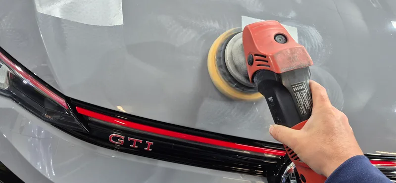 VW Golf GTi during Single Stage Machine Polish in Paisley at DMD Car Detailing near Glasgow