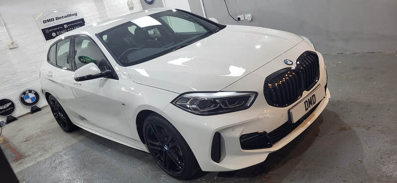 Glossy white paintwork on this BMW 1 series after undergoing my Car Paint Protection service in Paisley