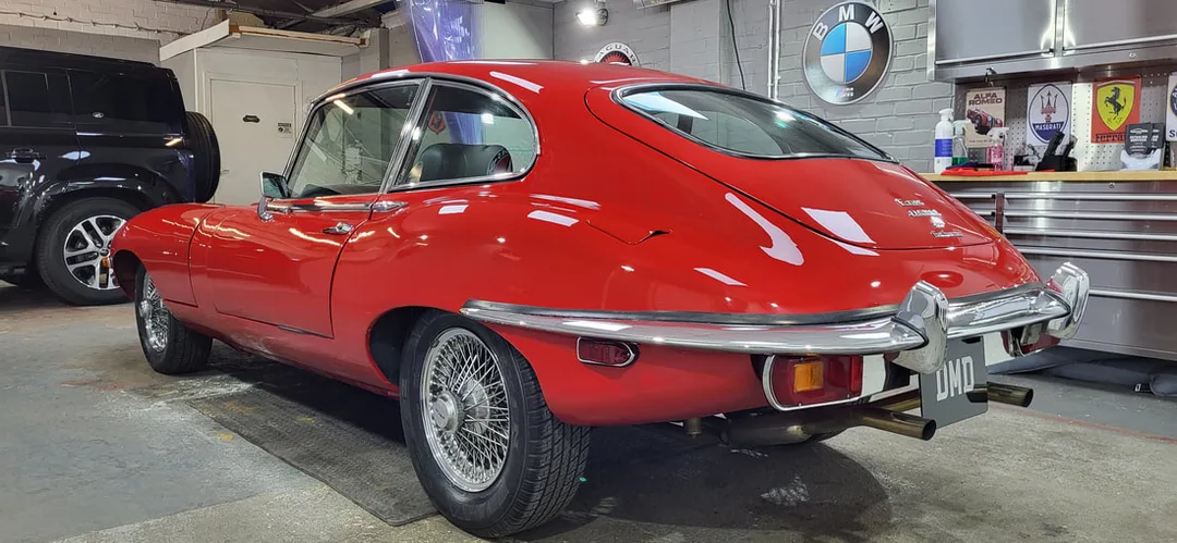Beautiful Classic Jaguar E-Type after paint correction at DMD Car Detailing in Paisley