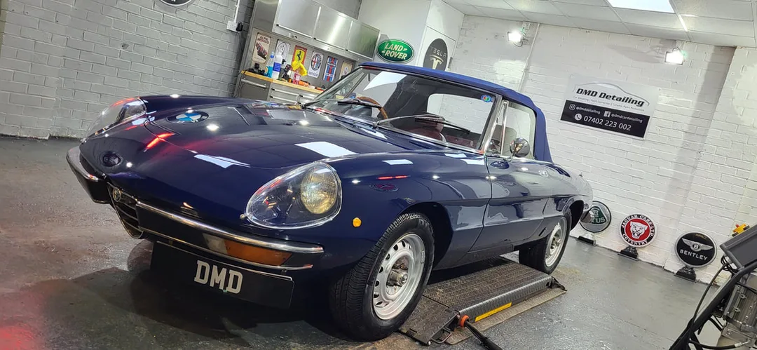 Classic Alfa Romeo Spider after undergoing Major Paint Correction in Paisley at DMD Car Detailing near Glasgow