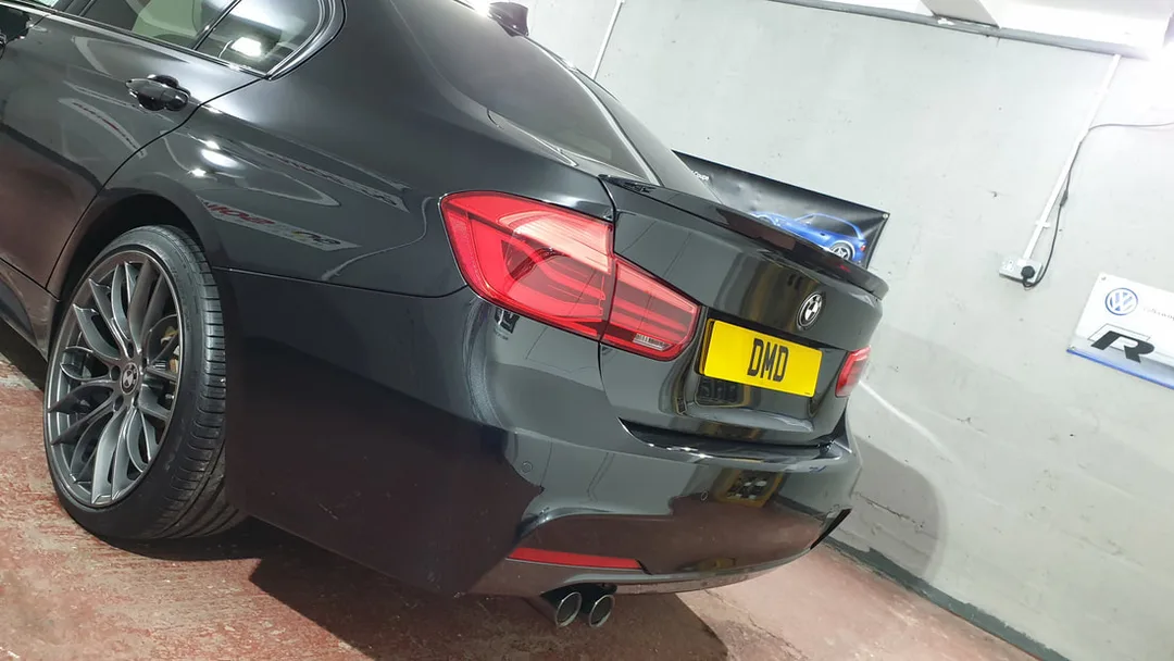 BMW 335d nearside quarter panel after two stage paint correction in Paisley near Glasgow at DMD Car Detailing