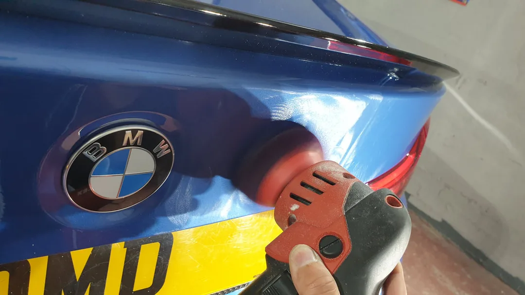 BMW 420d Coupe boot area during first stage of paint correction in Paisley by DMD Car Detailing