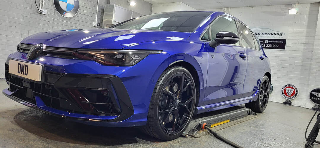 Lapiz Blue Volkswagen Golf R after undergoing my New Car Ceramic Coating service.