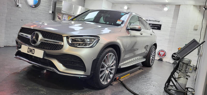 Mercedes GLC with swirl marks and gloss restored after single stage machine polish 5 year ceramic coating