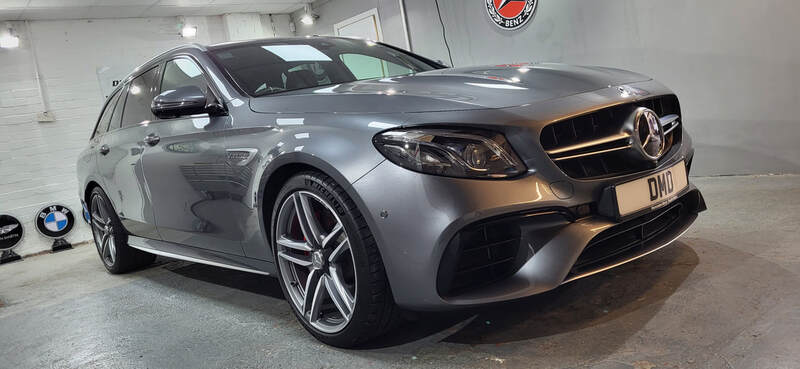 Mercedes E63 AMG with enhanced shine after undergoing paint correction in Paisley by DMD Car Detailing