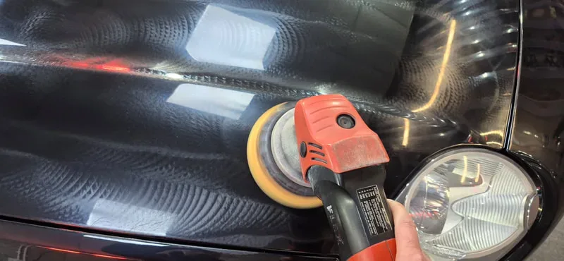 Paint Correction being carried out on Jaguar XK bonnet