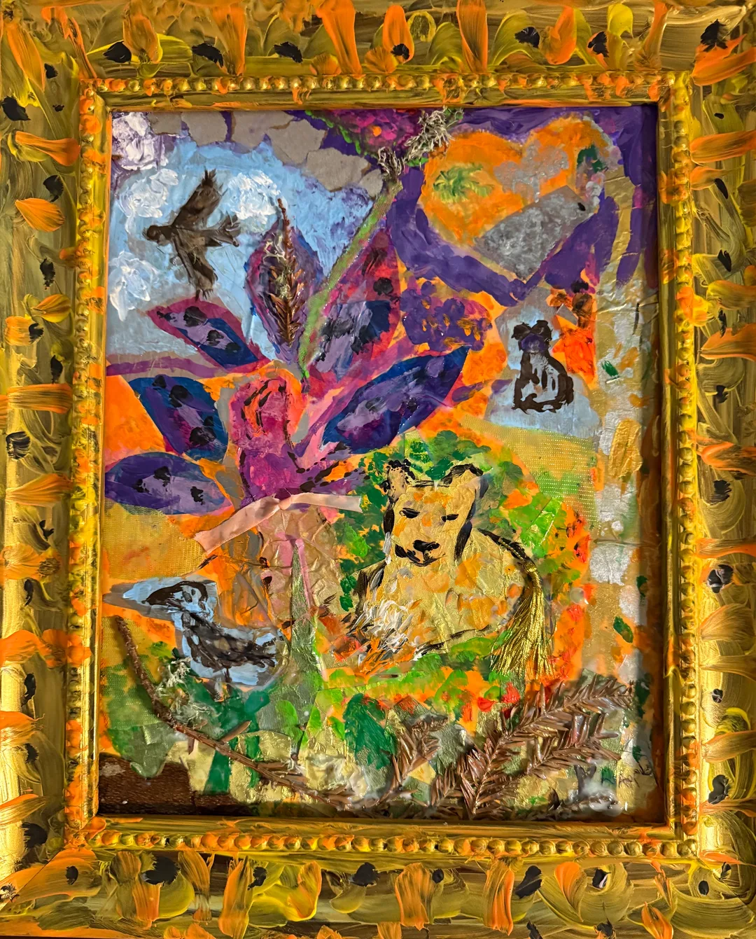 Acrylic paint plus found objects collage, 11
