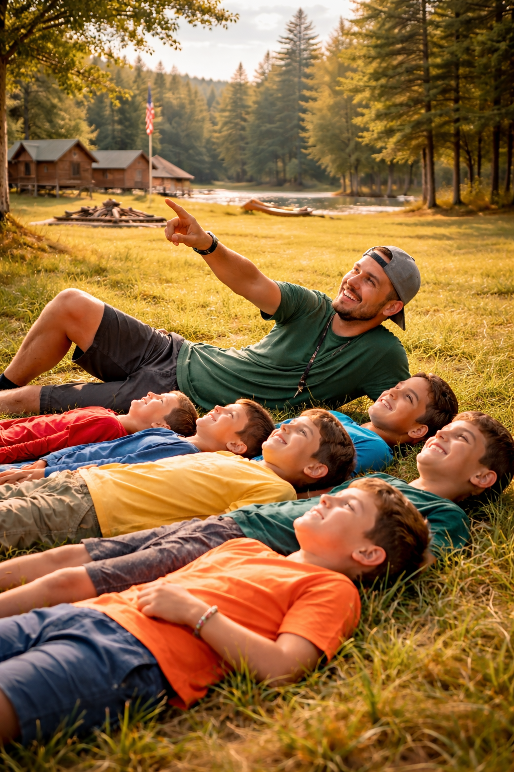 boys with camp counselor 