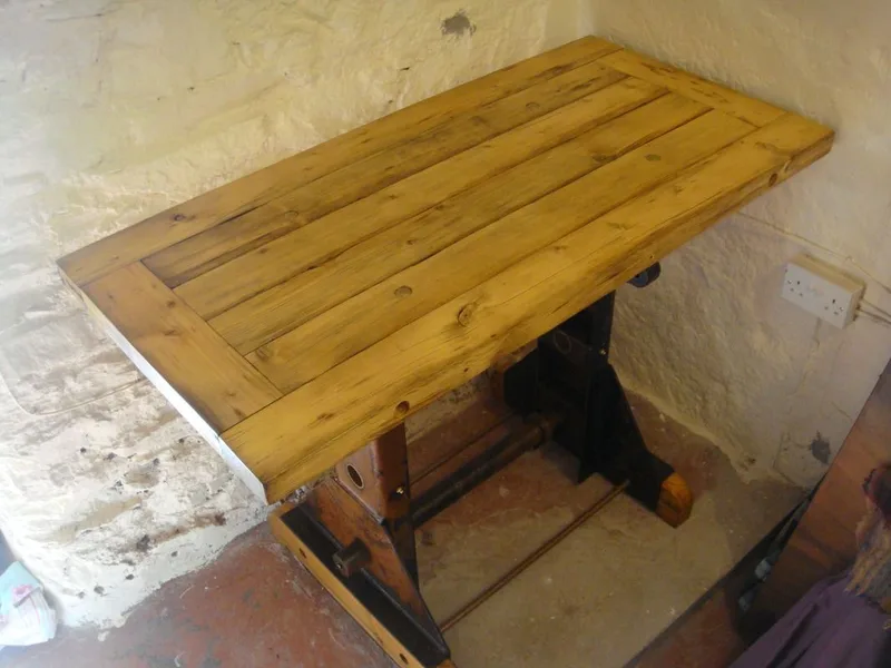 An old boat winch upcycled into a table