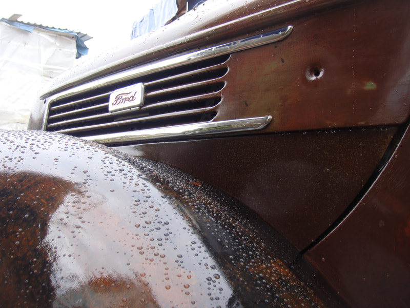 1941 Ford truck badge in situ