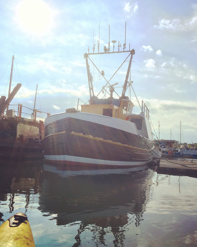 Former fishing trawler Albacore N303 turned houseboat The May Queen in Torpoint