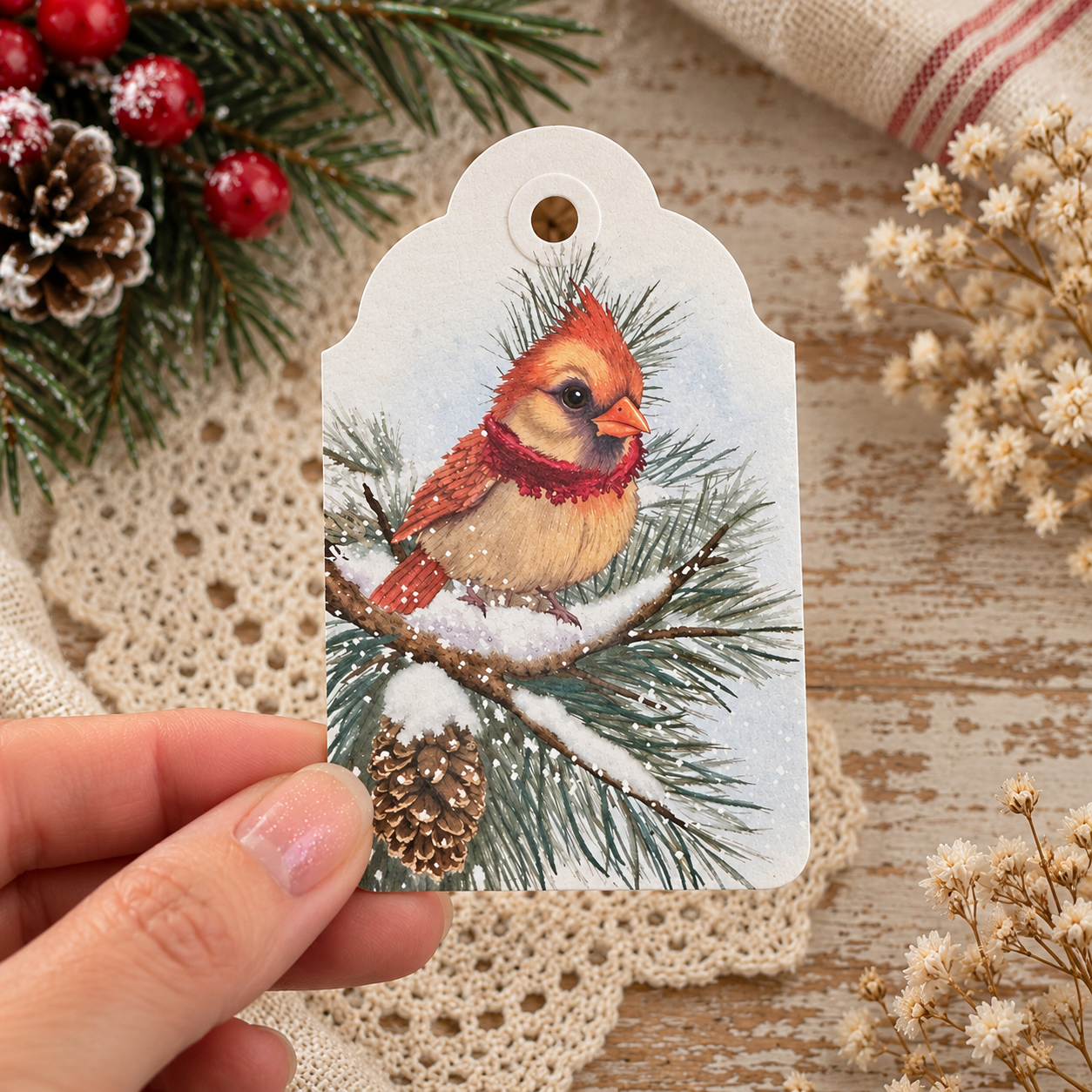 Cardinal Gift Tags – Handmade Bird Gift Tags with Original Artwork