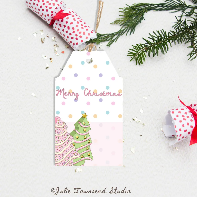 Gift Tags - Christmas Tree Cakes - set of 8 handmade gift tags